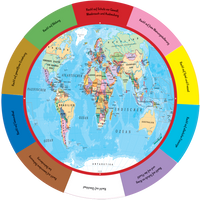 XL-Stoff-Morgenkreis – Paket „Weltkarte politisch“ & „10 Rechte der Kinder“
