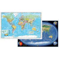 DUO Schreibunterlage Weltkarte (engl.)/Erde Panorama (engl.)
