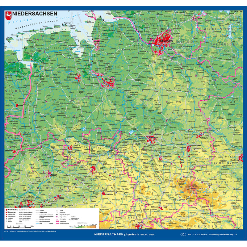 Niedersachsen physisch EasyClip-Stoffkarte