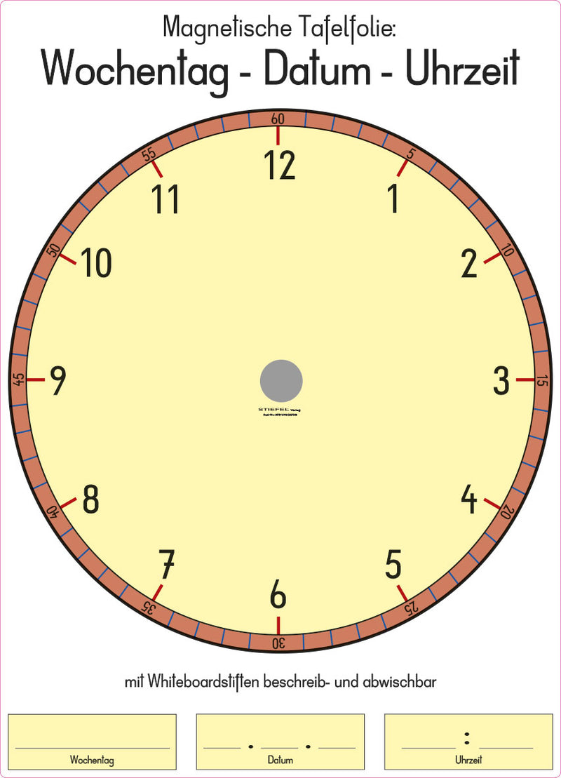 Magnetfolie "Wochentag, Datum, Uhrzeit"