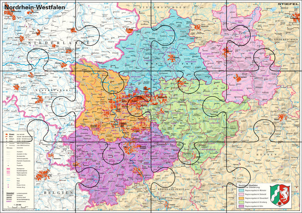 Nordrhein-Westfalen politisch XXL-Puzzle magnetisch