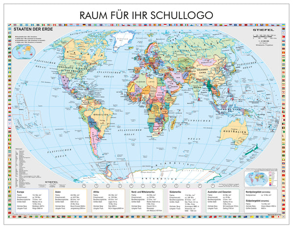Staaten der Erde mit Flaggenrand Brandschutzkarte XXL